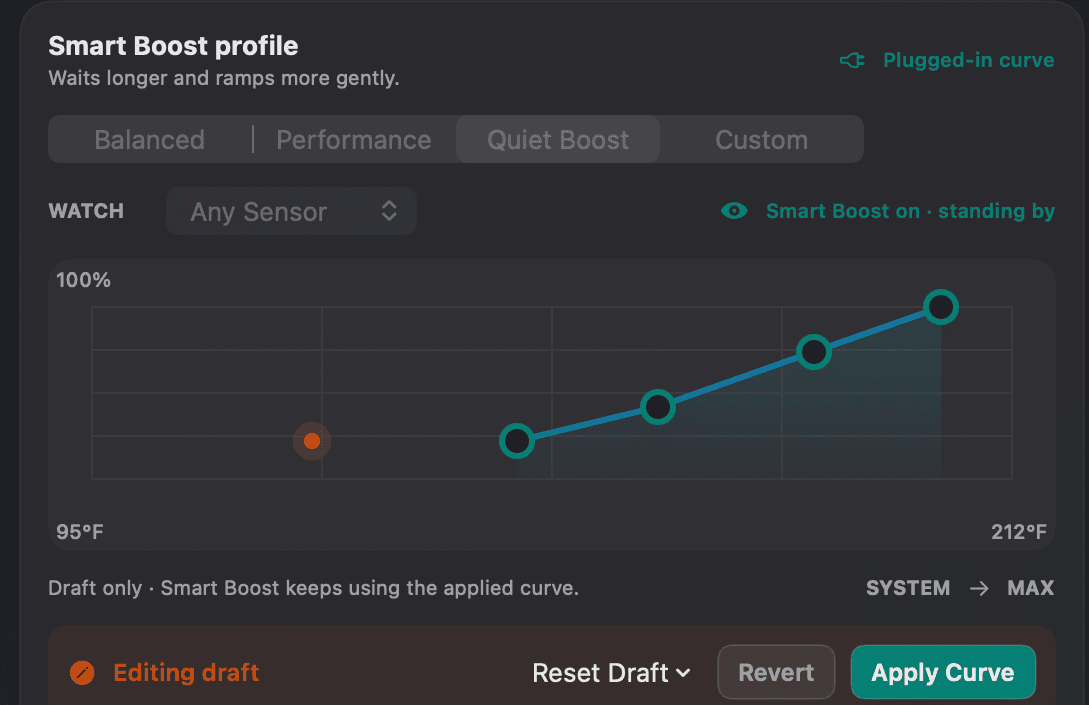 Smart Boost fan curve editor